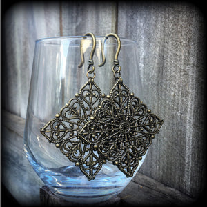 Mandala ear hangers-Tunnel earrings