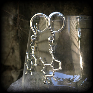 Chocolate molecule earrings-Theobromine gauged earrings