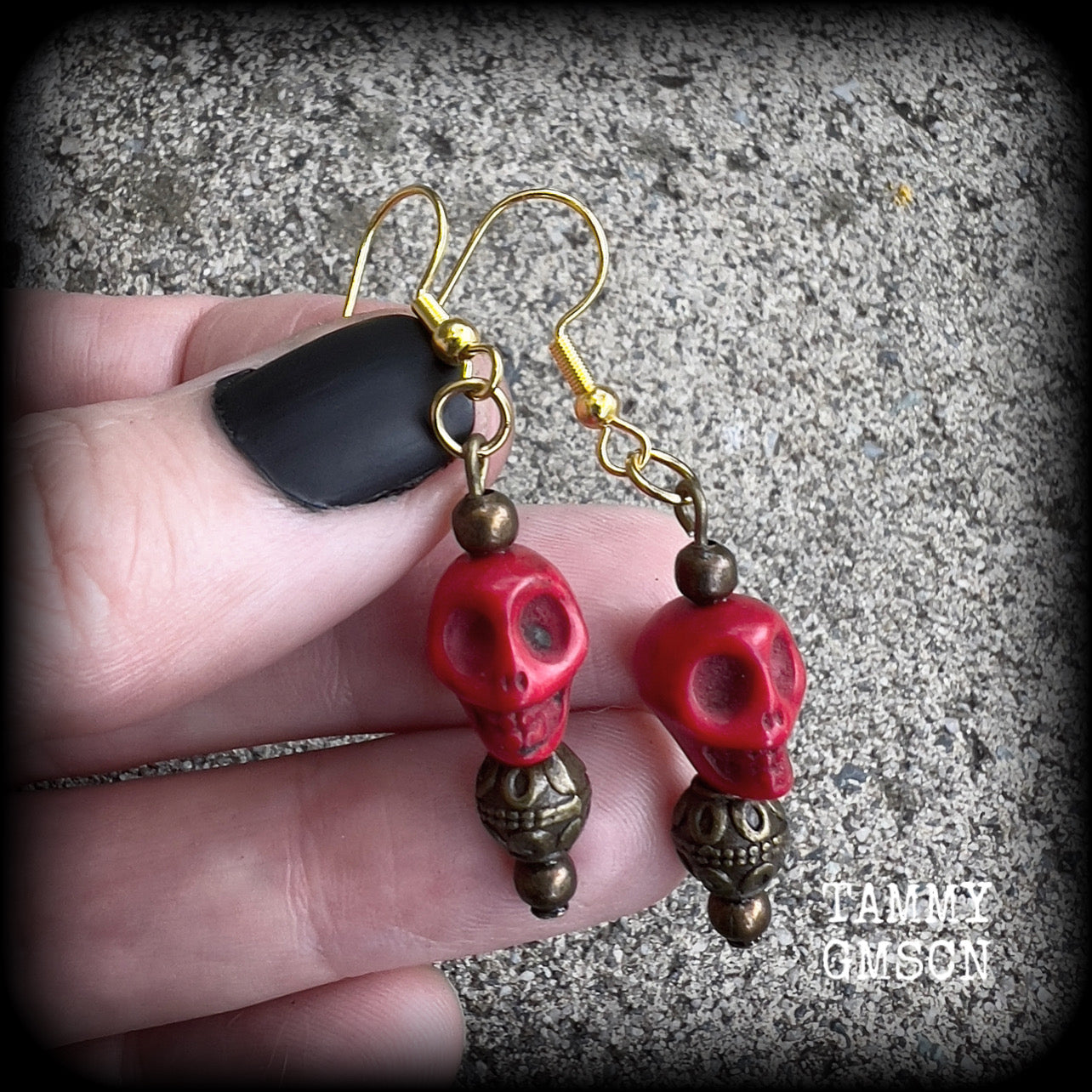 Kali Maa earrings-Stone skull earrings