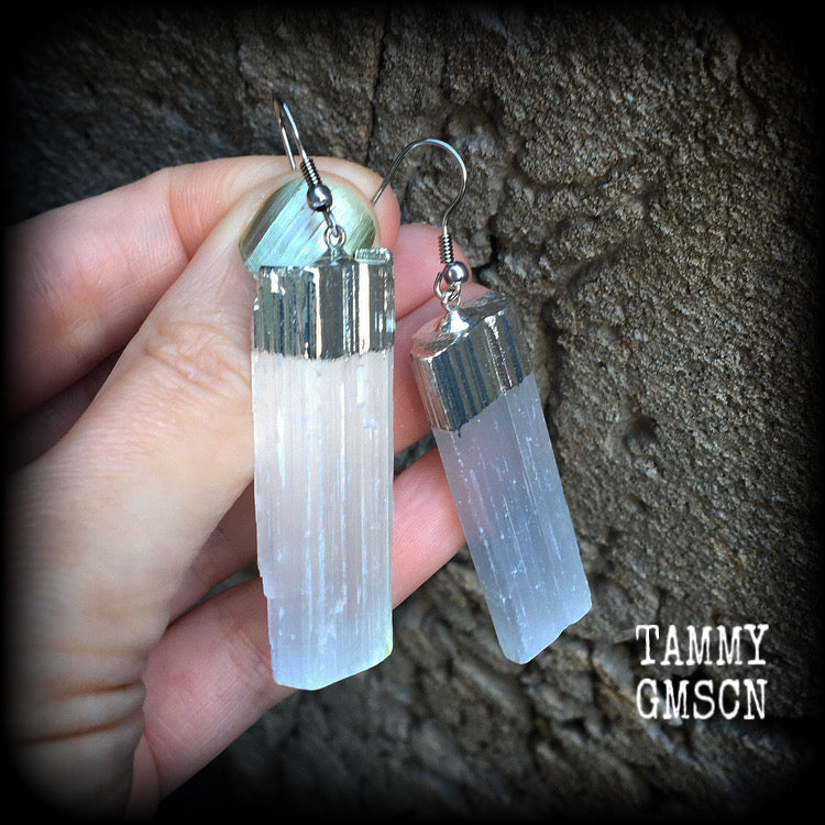 Selenite earrings-Goddess earrings