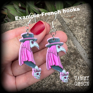 Pastel goth Plague Doctor earrings