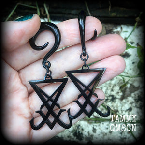 Sigil of Lucifer gauged earrings-Satanic jewelry