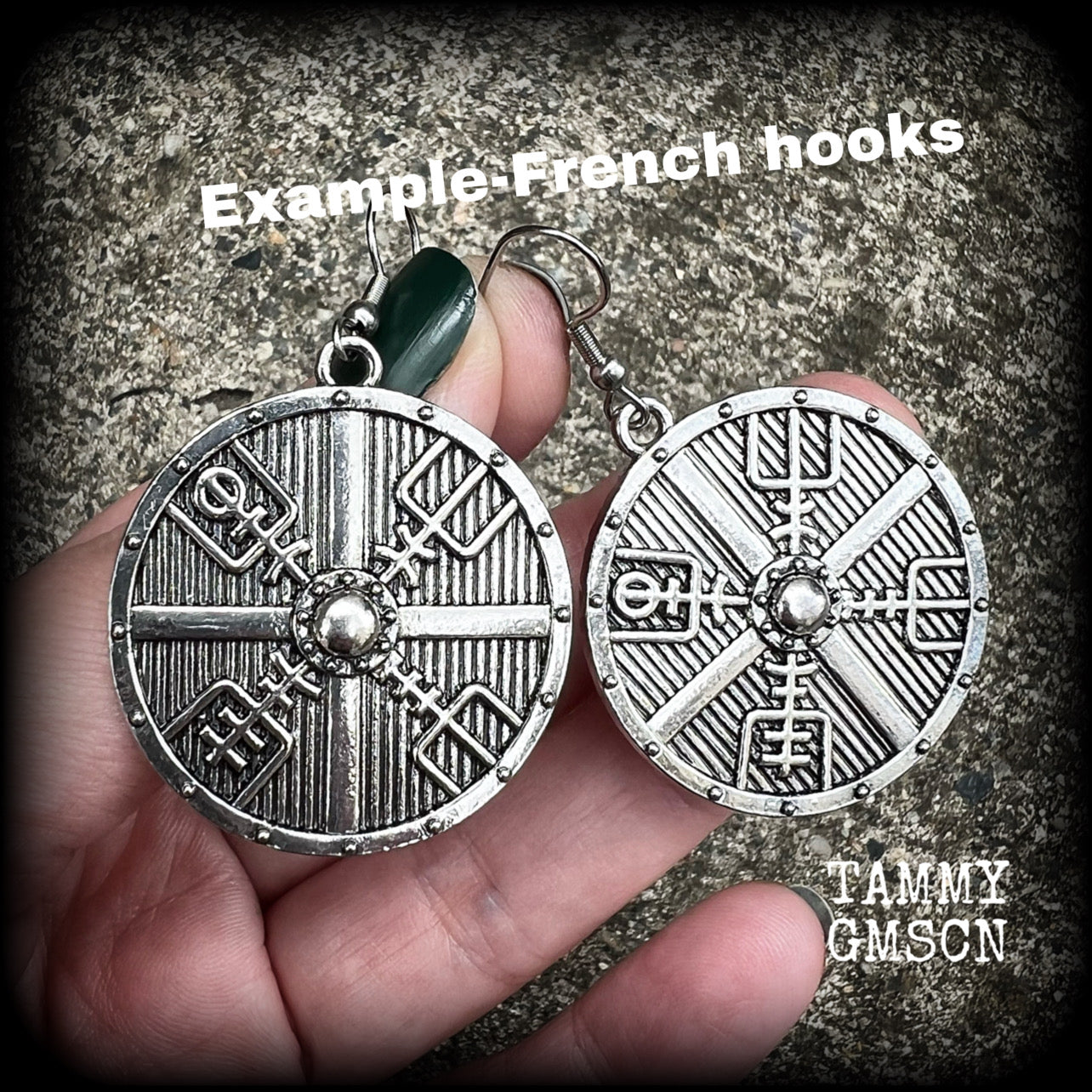Viking shield earrings-Norse earrings