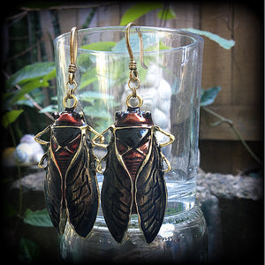 Cicada earrings-Locust ear hangers