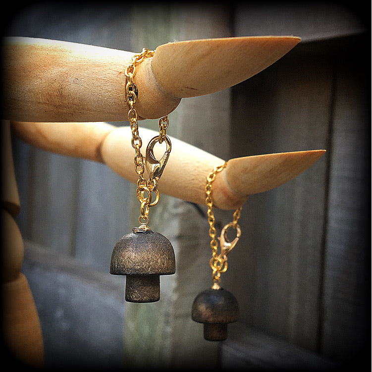 Mushroom earrings-Tunnel dangles