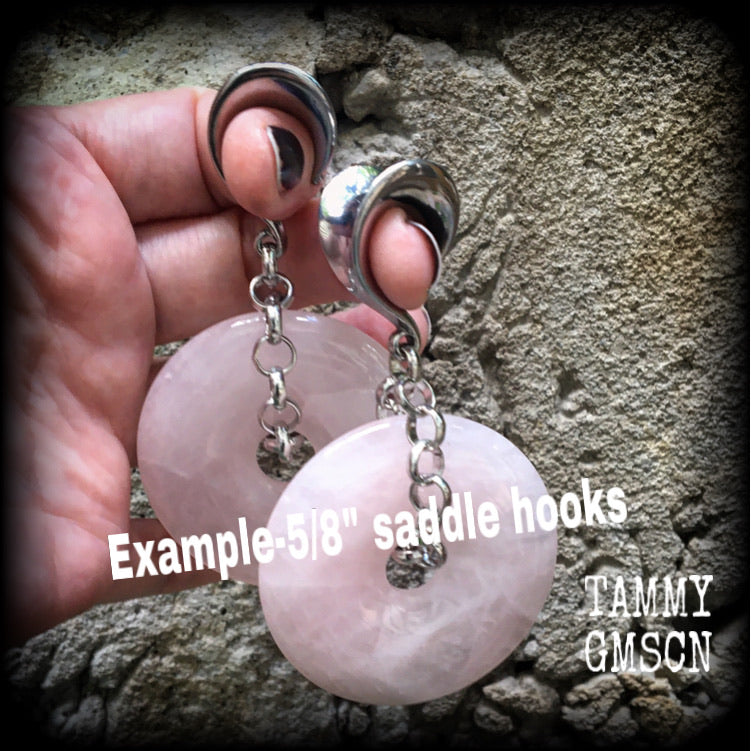 Rose quartz ear weights-Gauged earrings