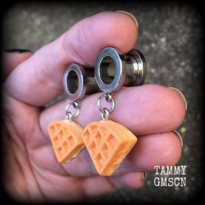 Waffles Waffle earrings Pastries Pastry earrings Food earrings Food jewellery Tunnels Plugs Ear gauges Gauged earrings Stretched ears Stretched lobes Body jewellery