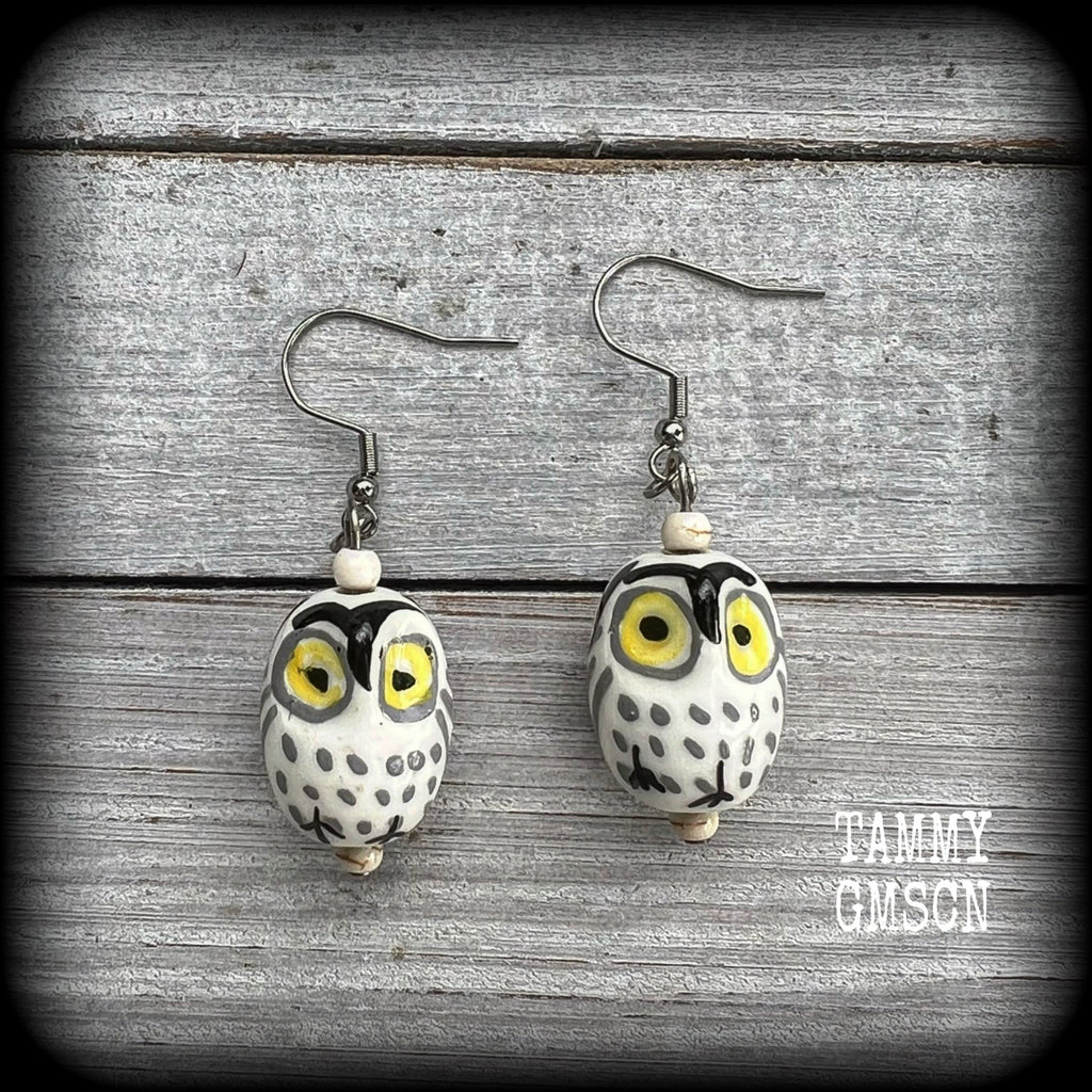 Ceramic owl earrings