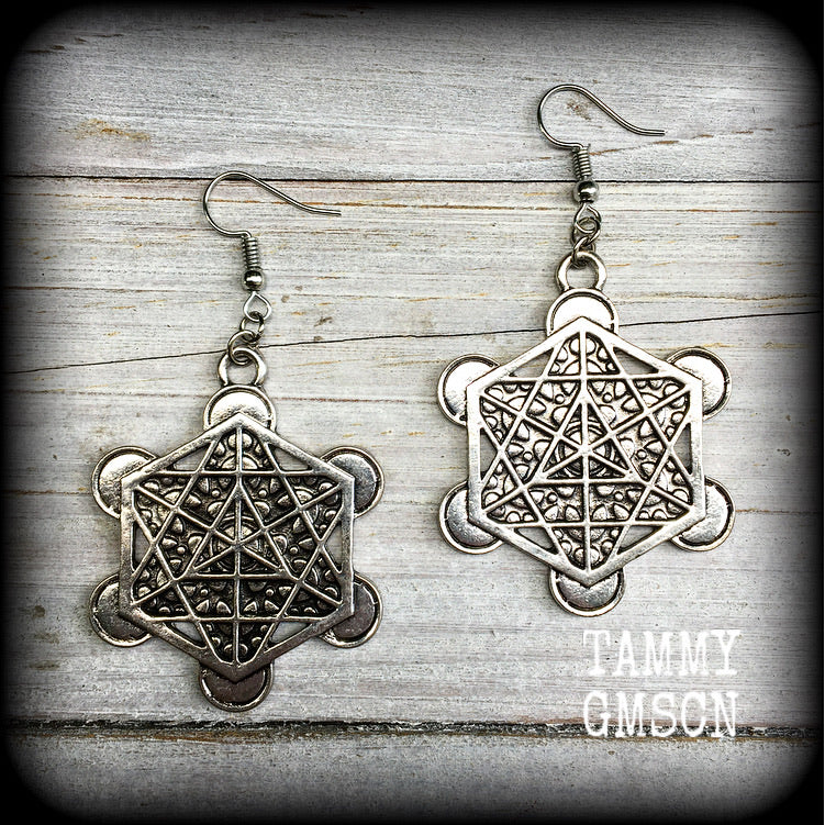 Metatrons cube earrings-Sacred Geometry earrings