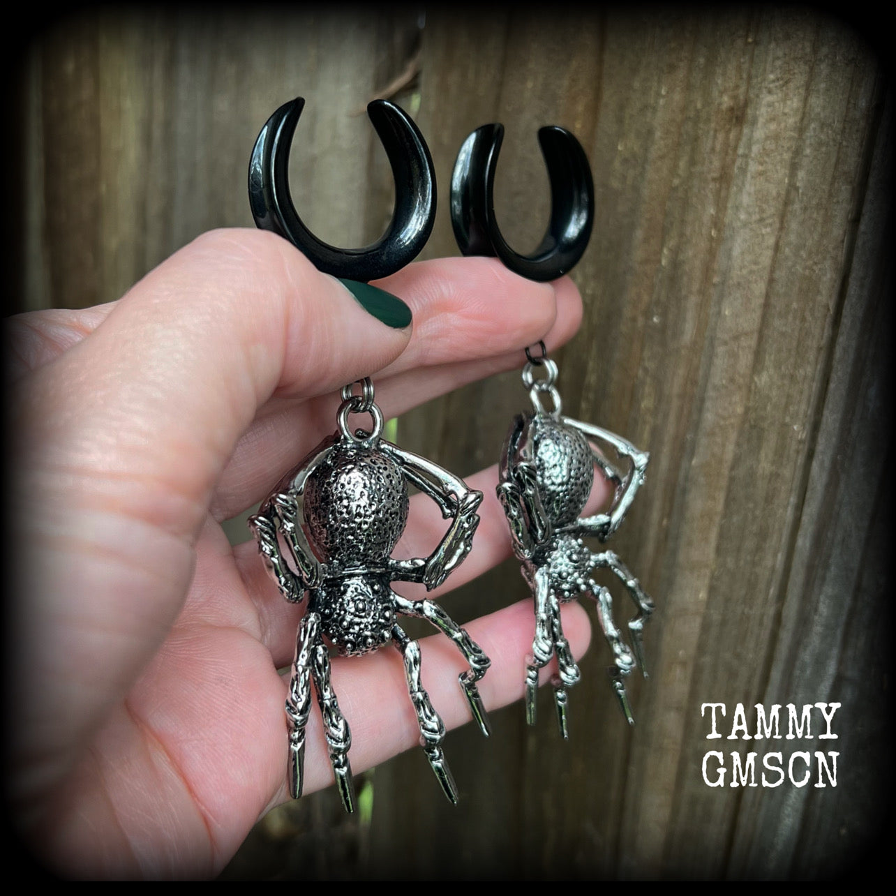 Spider ear weights-Insect gauged earrings