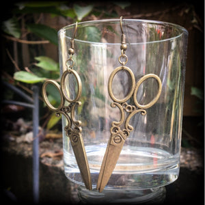 Scissors earrings-Bronze earrings