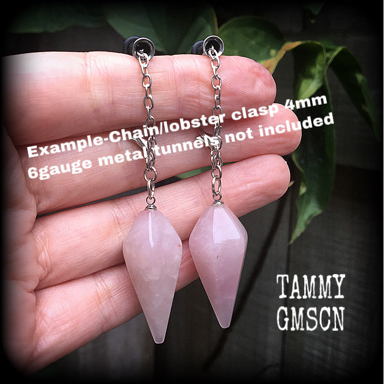 Rose Quartz earrings-Gemstone ear hangers