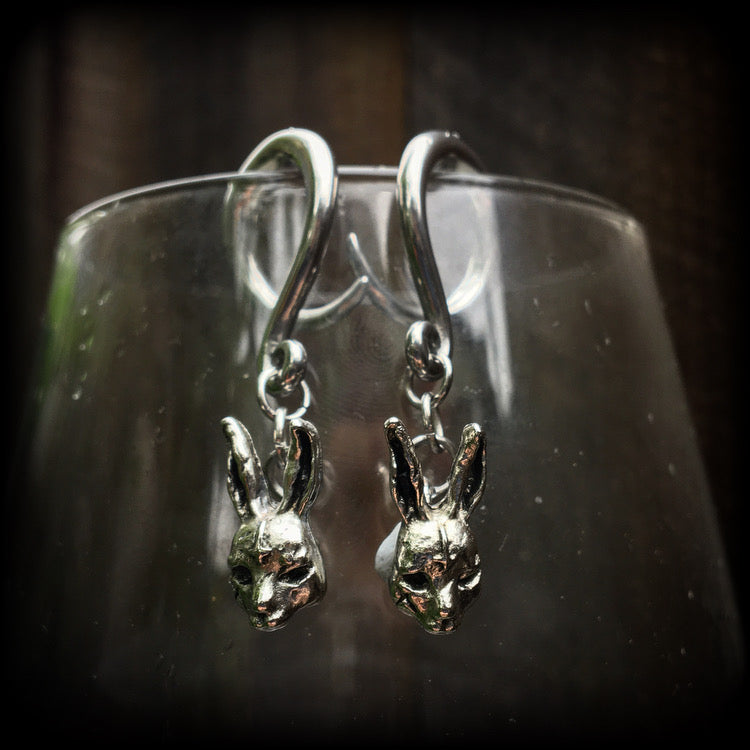 Donnie Darko gauged earrings-Easter bunny earrings