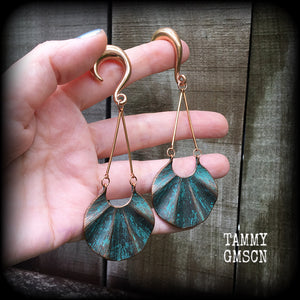 Sea hag gold tone ear weights-Sea witch earrings