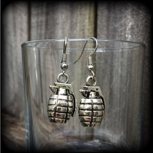 Hand grenade earrings-Weapon earrings