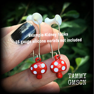 Red mushroom earrings