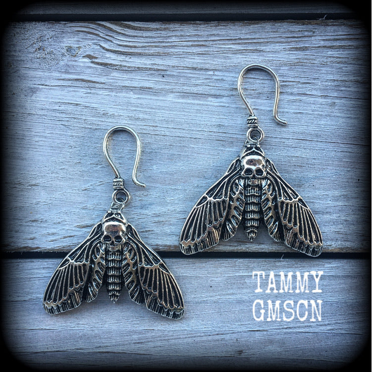 Deaths head moth earrings-Ear hangers