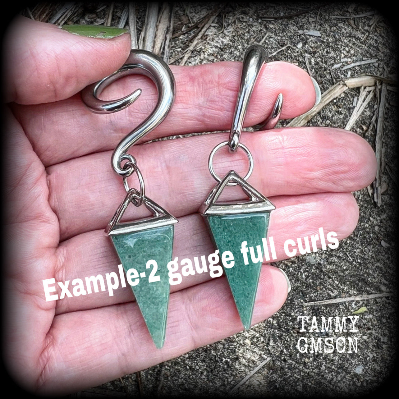 Aventurine ear weights 2 gauge ear weights Gemstone ear weights Stretched ears Stretched lobes Gauged ears Ear gauges Body jewelry Body jewellery Ear hangers 4mm 6mm 8mm 10mm 12mm 14mm 16mm 19mm 22mm 25mm 28mm 30mm Spirals Saddles Cradles Hooks