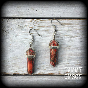 Red ocean jasper earrings