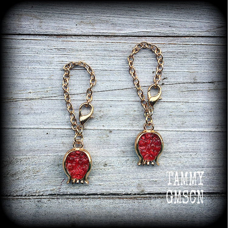 Pomegranate earrings-Tunnel dangles