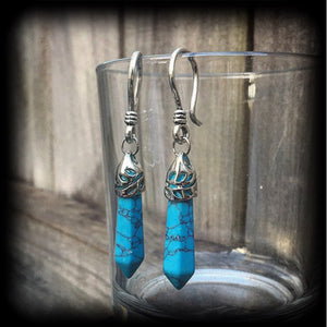 Turquoise earrings-Ear hangers