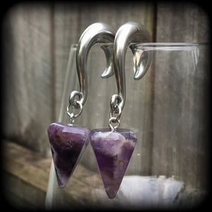 Amethyst gauged earrings