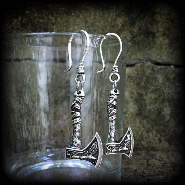 Viking axe earrings-Nordic axe earrings-Viking jewelry