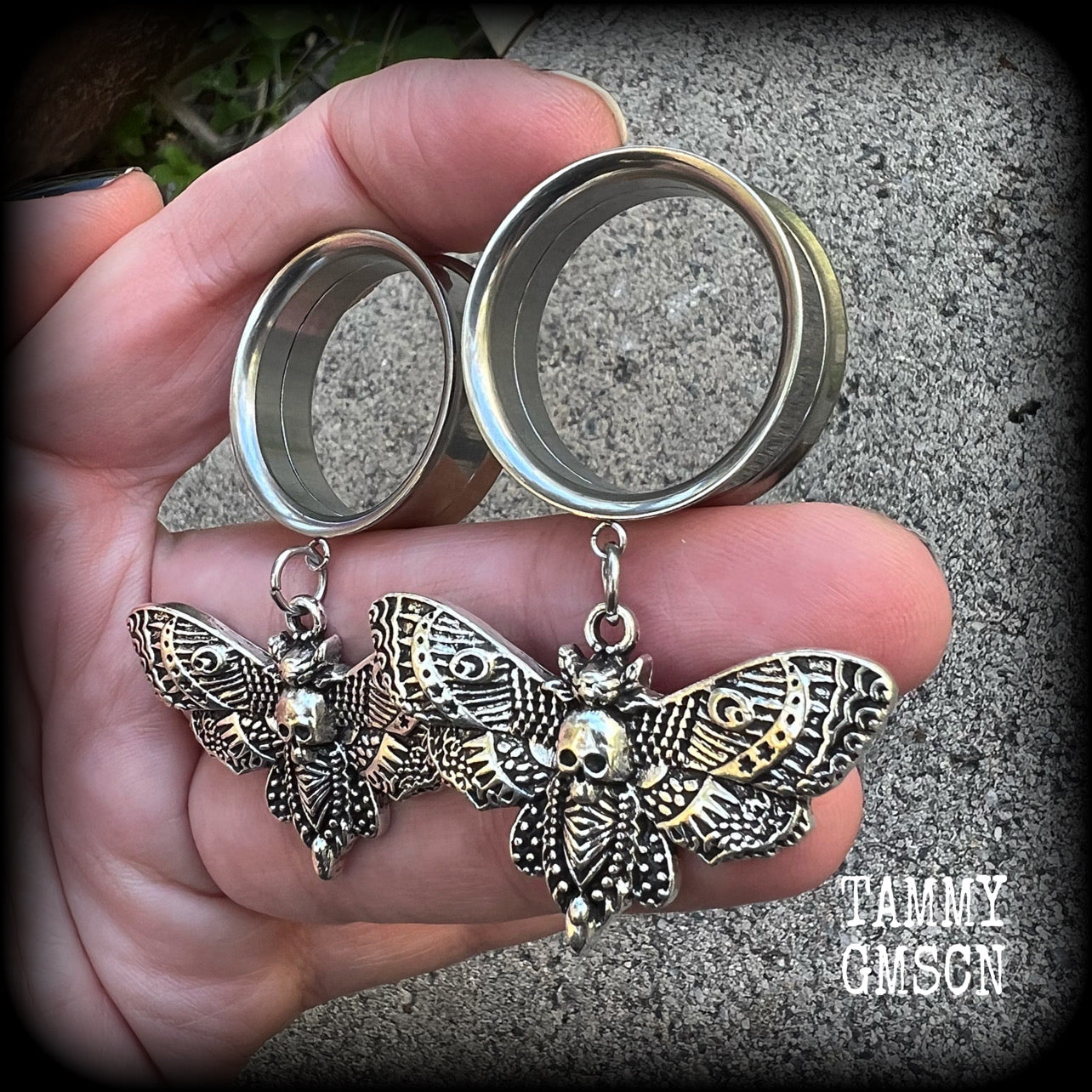 Moth gauged earrings 