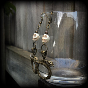 Damballah earrings-Serpent and skull earrings