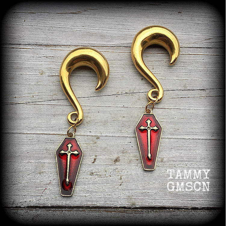 Coffin  gauged earrings-Halloween earrings