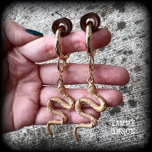 Snake tunnel hoops-Snake snap ring earrings