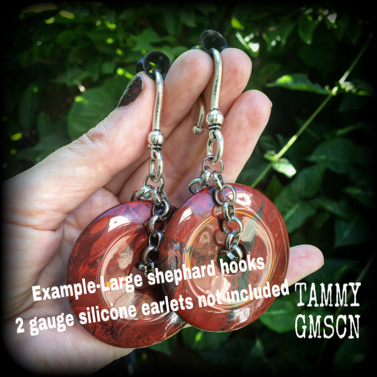 Red jasper ear weights-Ear hangers