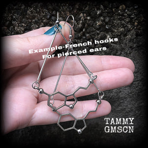 Serotonin molecule earrings 