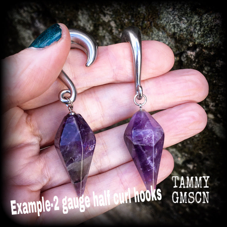 Amethyst gauged earrings