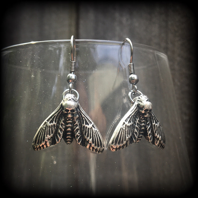 Deaths head moth earrings-Gothic earrings