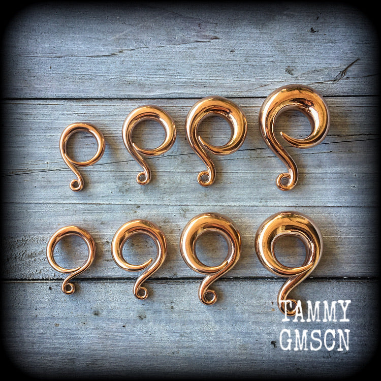 DIY Rose gold full curl hooks for stretched lobes