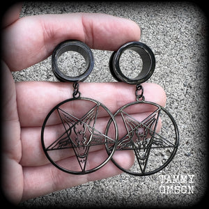 Baphomet tunnel earrings