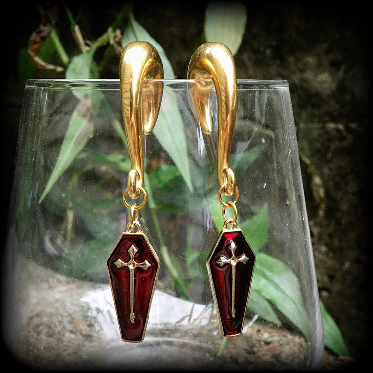 Coffin  gauged earrings-Halloween earrings