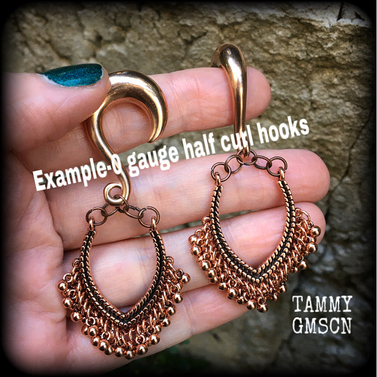 Aphrodite gauged earrings-Boho gypsy ear hangers