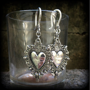 Sacred heart earrings-Milagros earrings