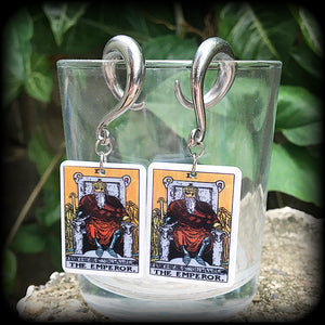 The Emperor tarot card gauged earrings