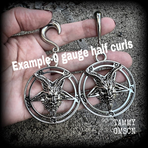 Baphomet gauged earrings-Ear weights