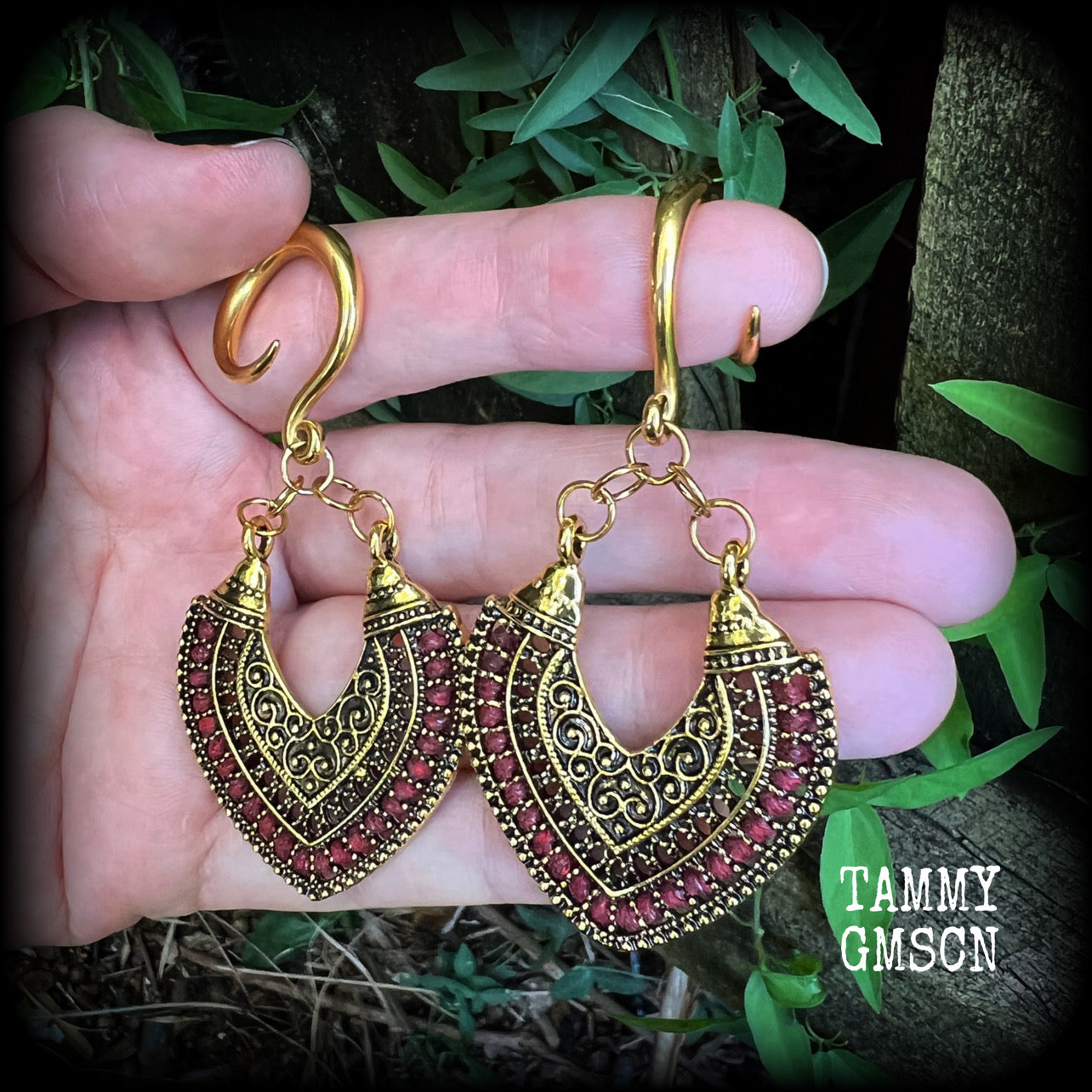 Kali Maa ethnic gauged earrings