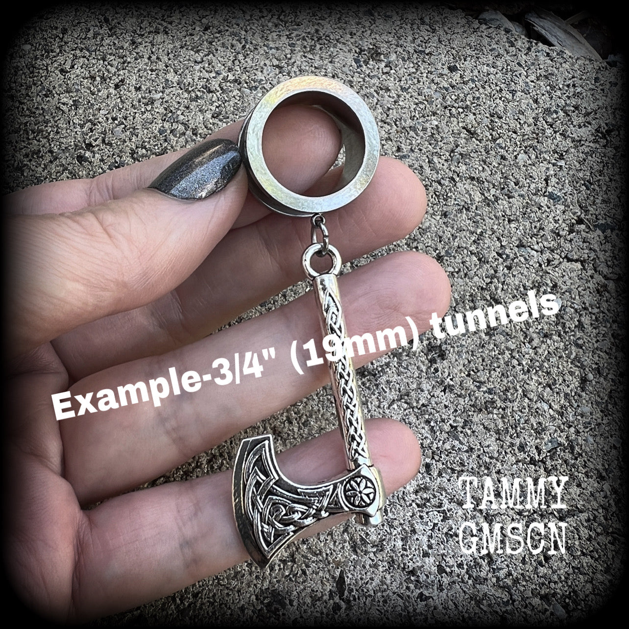 Single Viking axe tunnel earring