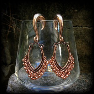 Aphrodite gauged earrings-Boho gypsy ear hangers