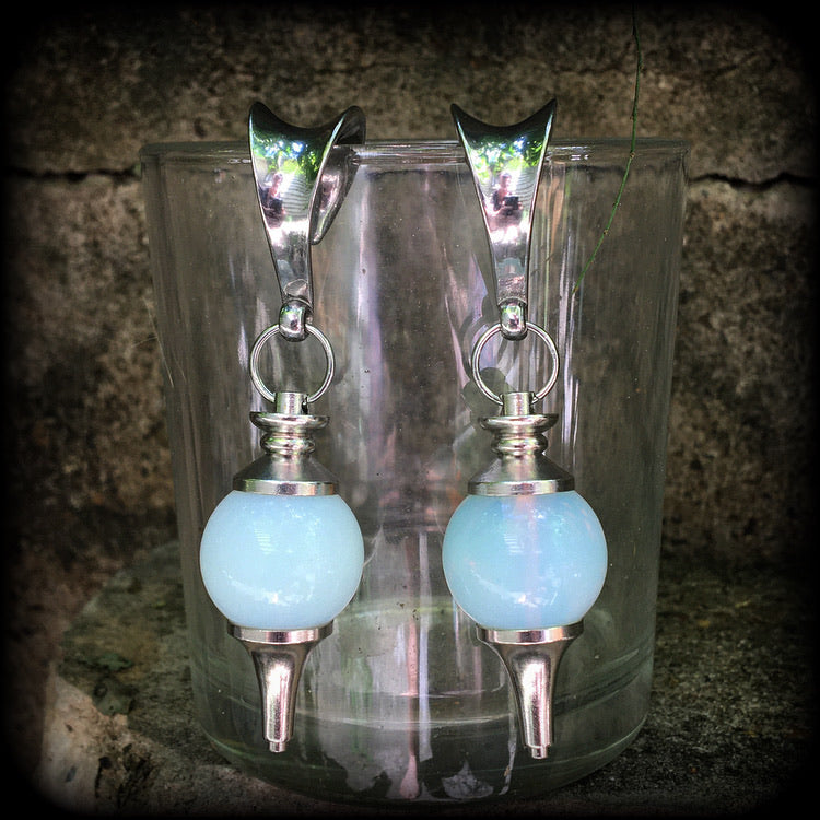 Opalite gauged earrings