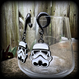 Storm trooper gauged earrings