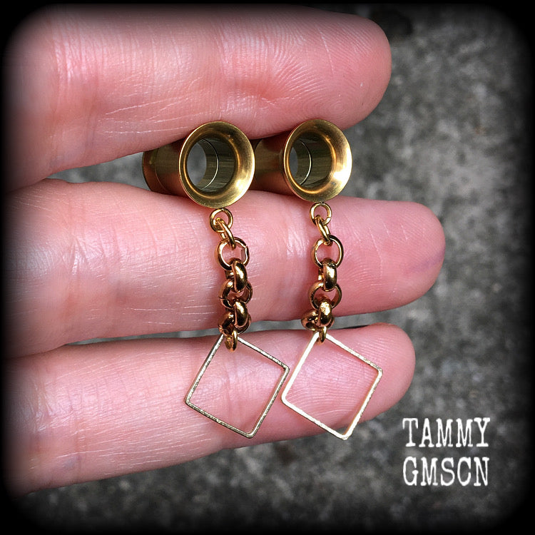 Diamond tunnel earrings-Geometric earrings