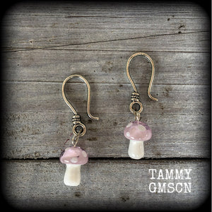 Purple mushroom earrings-Ear hangers