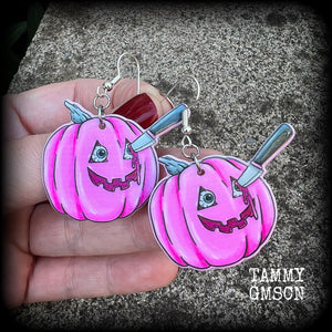 Pink Stabby Jack O’ Lantern earrings